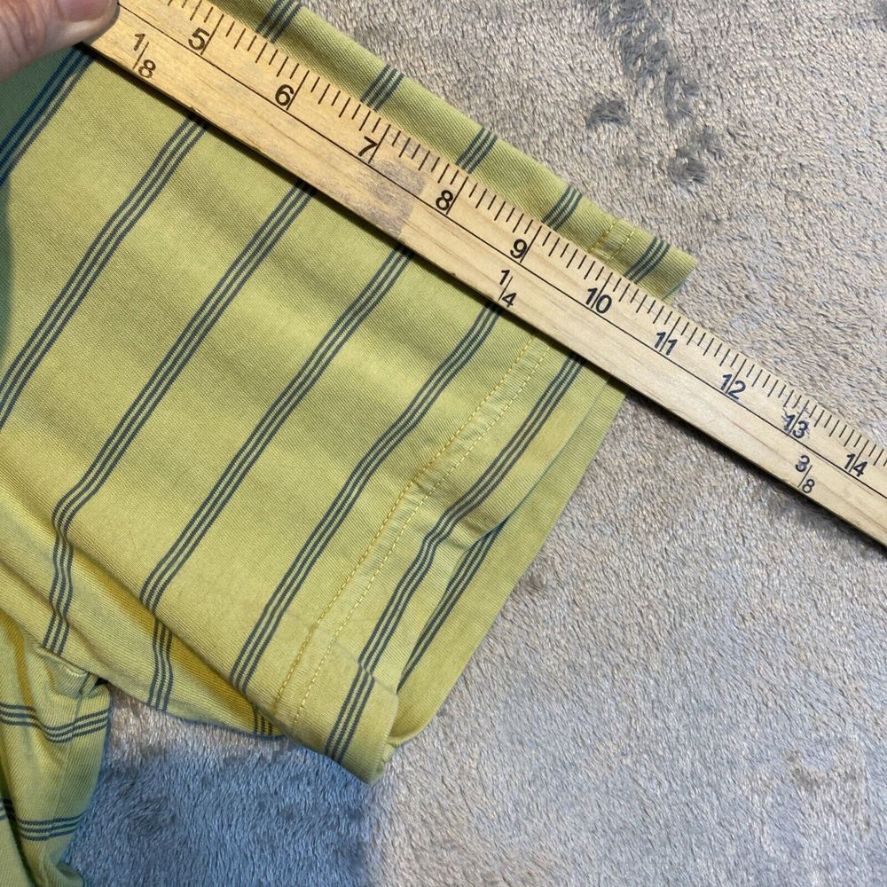 Eddie Bauer Men's Sz L Rugby Shirt Lime Color Short Sleeve Blue Stripes Preppy - Picture 8 of 11